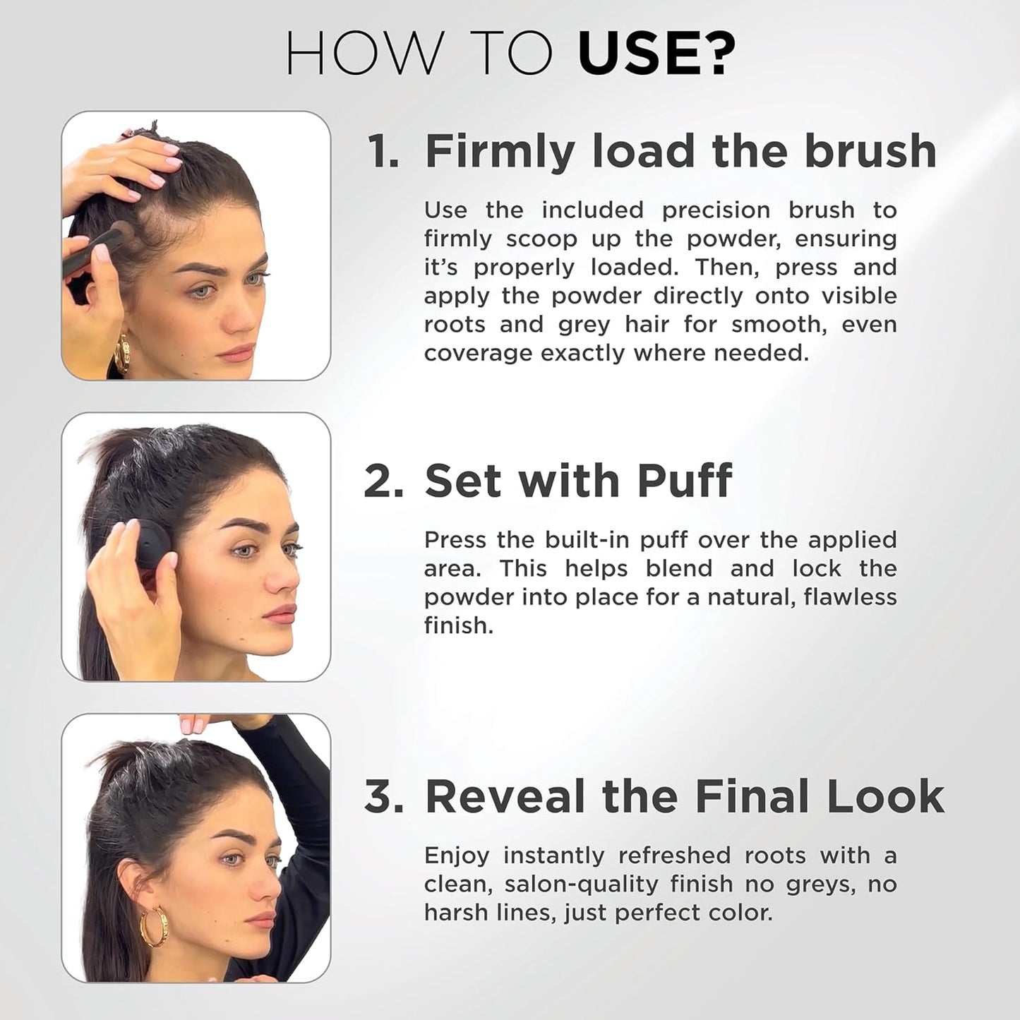 THICK FIBER Root Touch Up Powder - Water & Sweat Resistant Hair Loss Concealer Set for Thinning Hair Women, Includes Brush (Black)