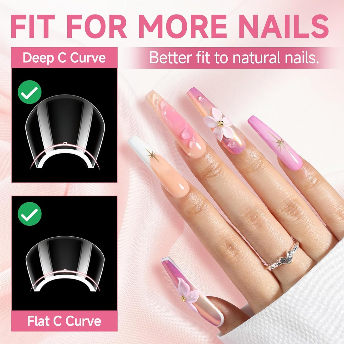UNA GELLA Coffin Fake Nails Tips Extra Long 216 PCS XXL Coffin Acrylic Fake False Nails Tips Long Ballerina Nail Tips with Box for Nail Salons and Home DIY, 12 Sizes