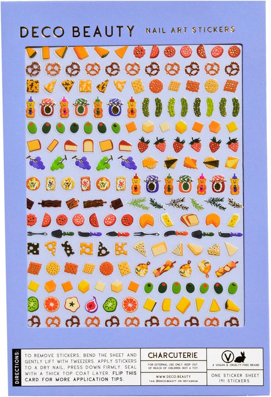 Charcuterie Nail Stickers - Lightweight & Easy-to-Apply Nail Art with Trendy Designs - Durable &