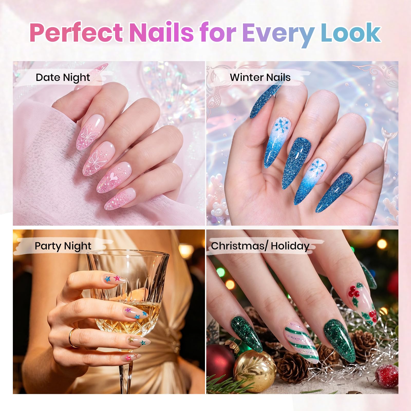 Beetles Glitter Gel Nail Polish Set, 20 Colors Party Auras Gel Polish