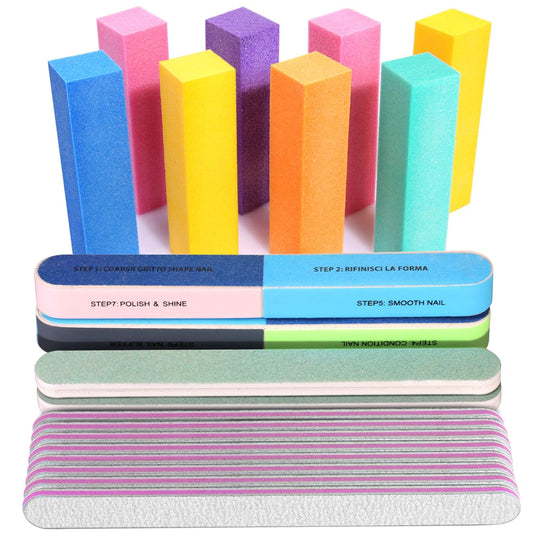 FANDAMEI Nail File and Buffer, Professional Manicure Tools Kit. 8PCS Rectangular Nail Buffer Block