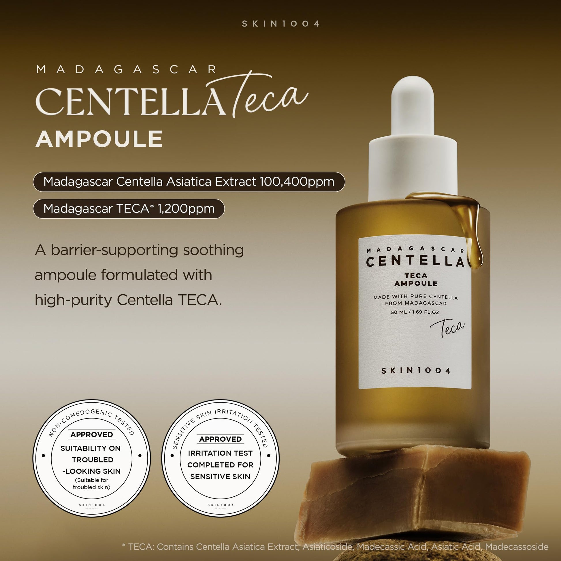 SKIN1004 Madagascar Centella TECA Ampoule, Face Serum with 50X Centella TECA Technology, PDRN for