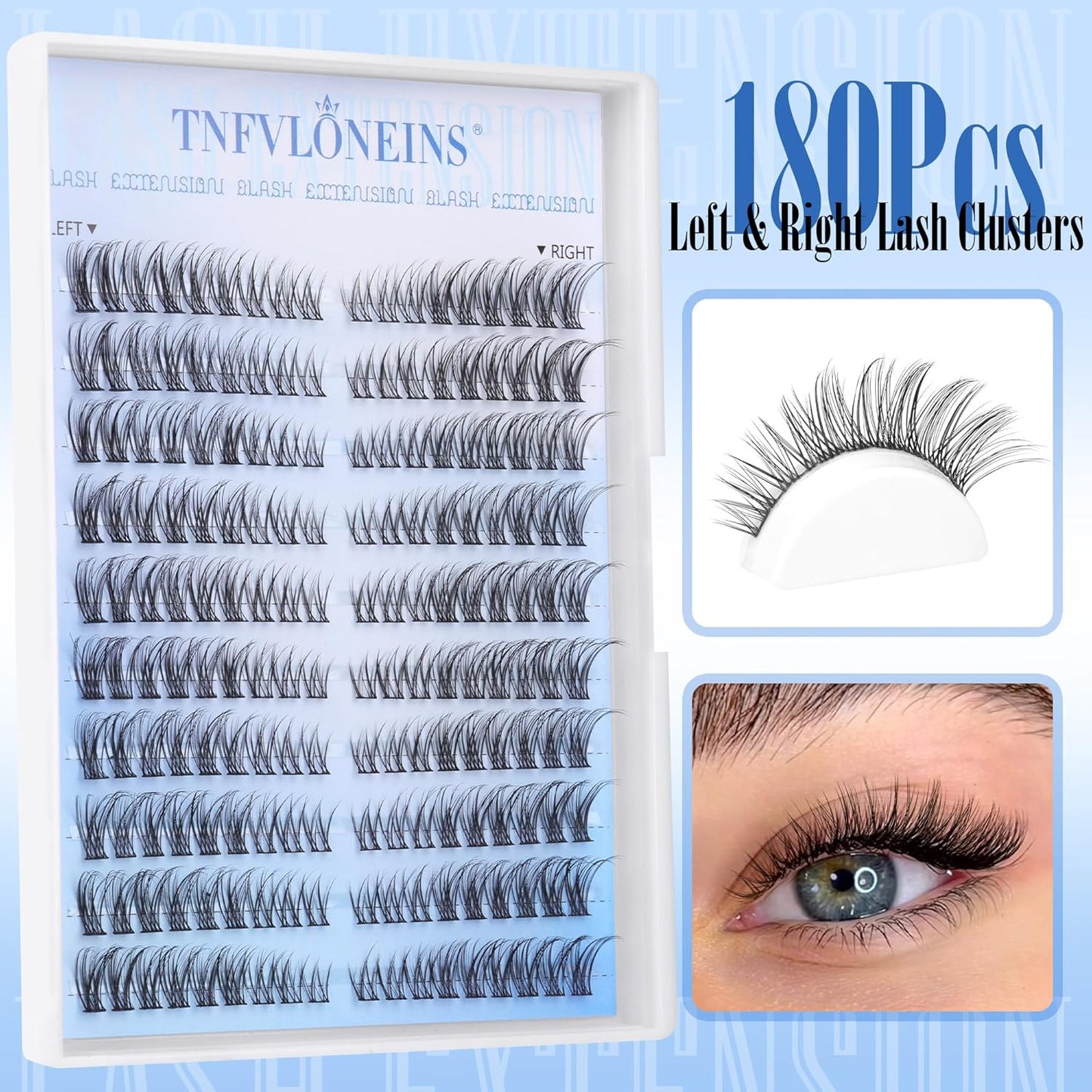 Natural Lash Clusters Wispy Cluster Eyelash Extensions Left&Right Cluster Lashes C Curl Individual Lashes Extension DIY Natural Eye Lash Clusters by TNFVLONEINS