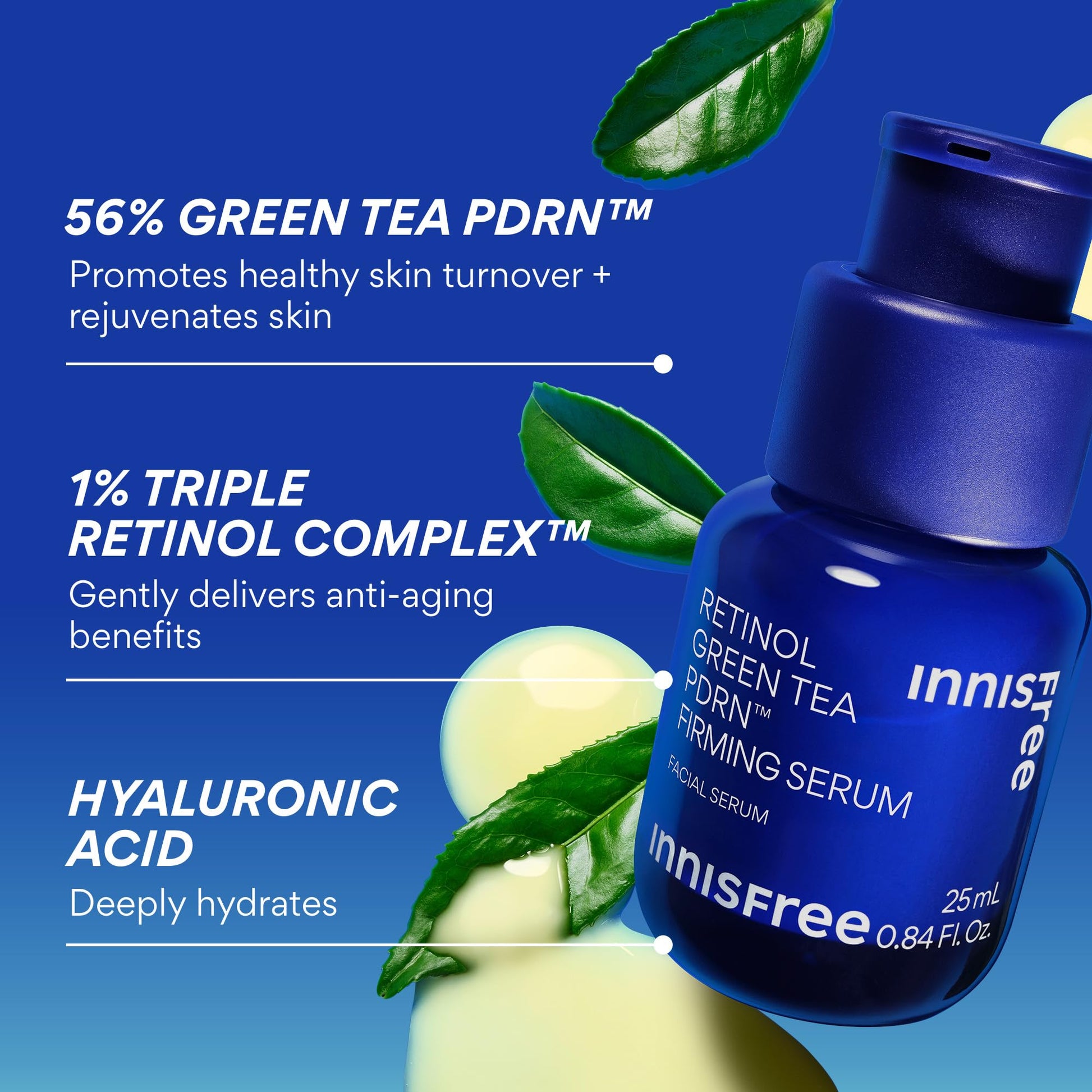 innisfree Green Tea PDRN Serum | Korean Skincare with Retinol and Hyaluronic Acid for Hydrating