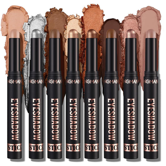 Jolilab Eyeshadow Stick Set, 8 Colors Matte Professional Bright-Colored Contouring and Highlight Stick, Cream Waterproof Long Lasting High Pigmented Eye Shadow. (8, A1)