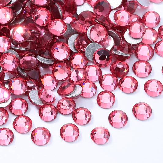 Rose Flatback Rhinestones, Glass Rhinestones for Nail Art and Craft, Glue Fix, Loose Crystal