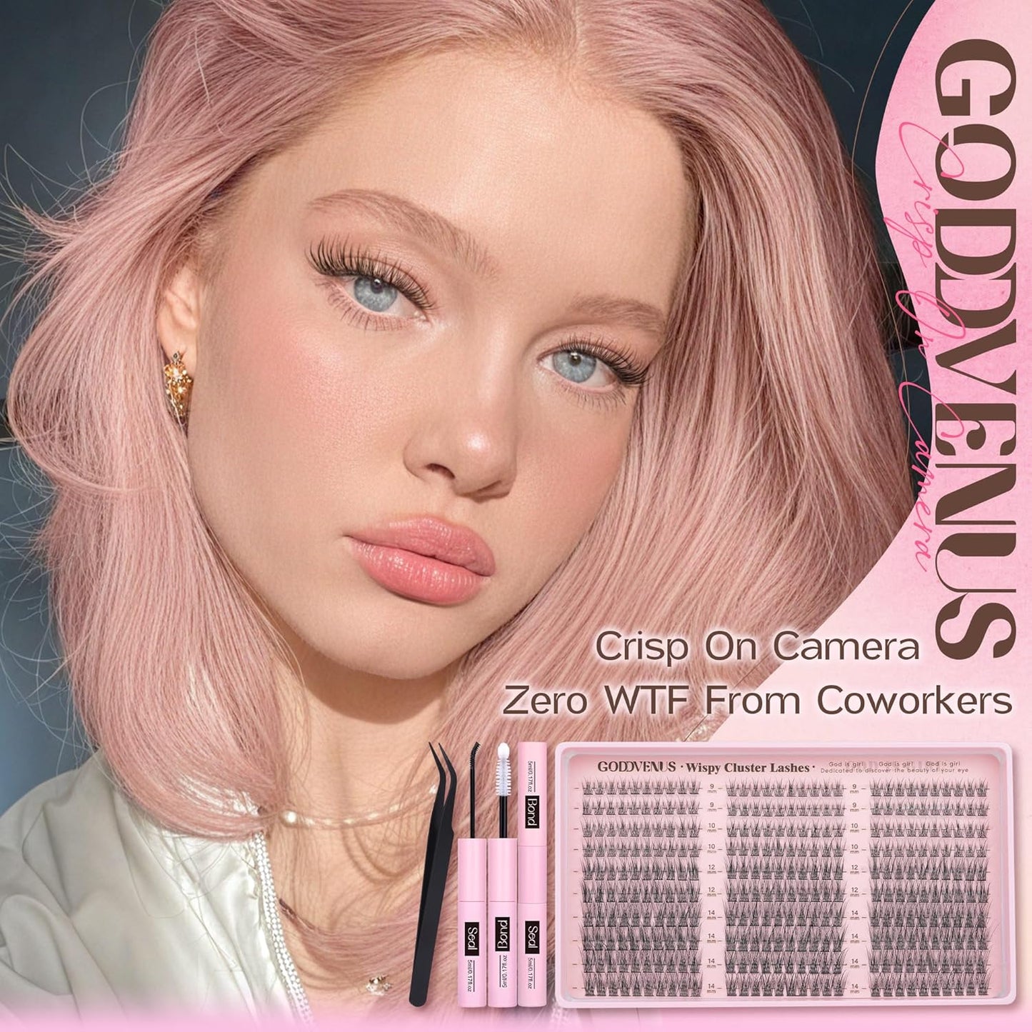 Lash Clusters Kit 9-14mm Wispy Eyelash Clusters Lashes Natural DIY Lash Extension Kit Short Cluster Eyelash Extensions Kit 300pcs C Curl Individual Lashes Cluster Eyelash (With Tweezers)