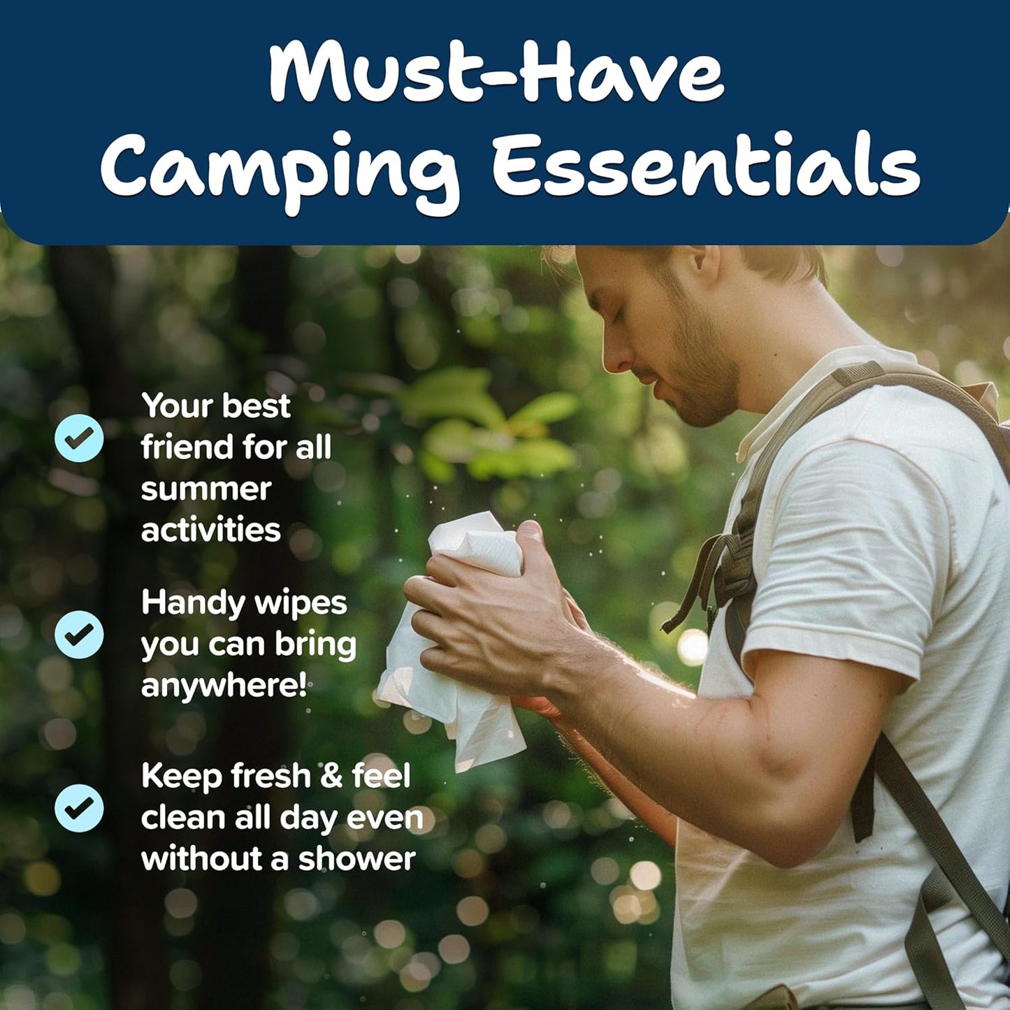 Body Wipes For Adults Bathing No Rinse 150pc XL - Ultra Thick Shower Wipes For Men Women - Personal Cleansing, Hygiene & Camping Essentials, Elderly Care, Travel, Incontinence Disposable Washcloths