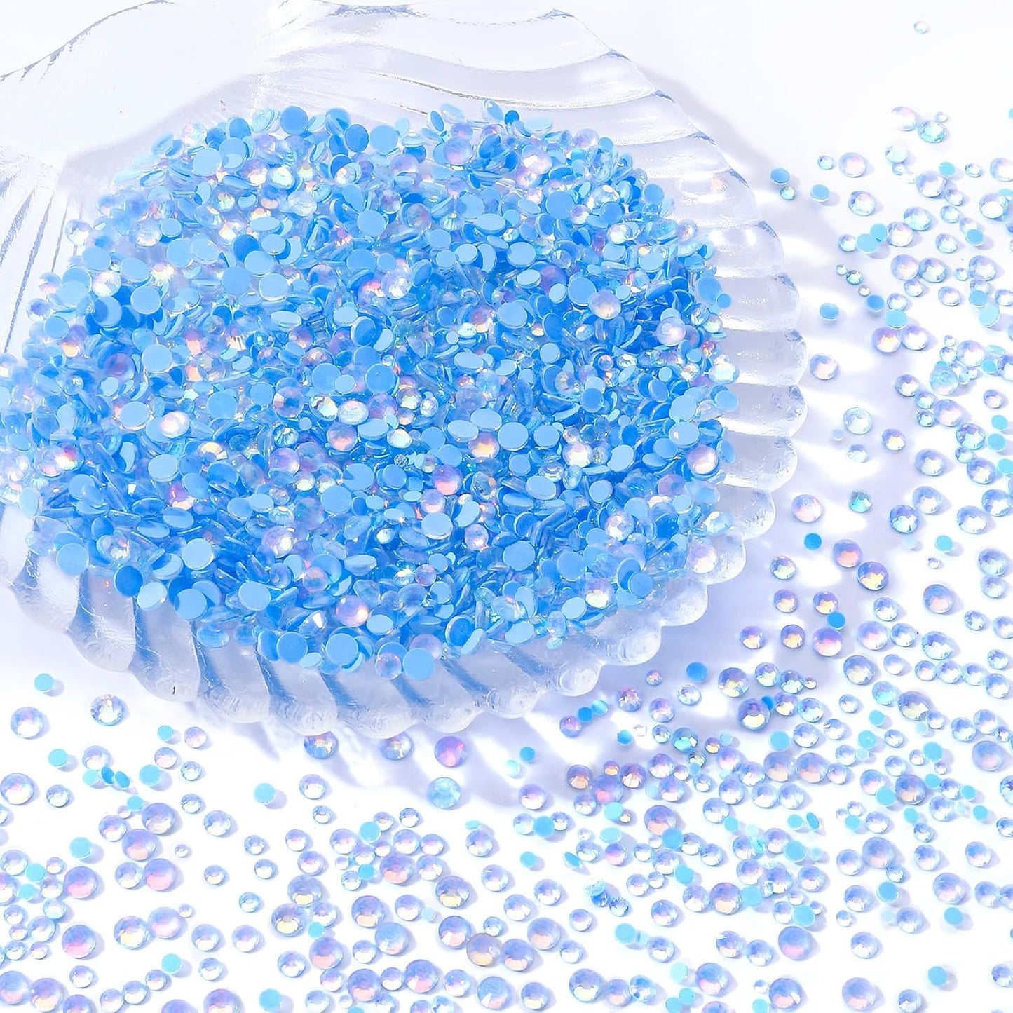 F Light Blue Flatback Rhinestones, Glass Rhinestones for Nail Art and Craft, Glue Fix, Loose Crystal Gemstones(F Light Blue, SS20, 1440pcs, 4.6-4.8mm)