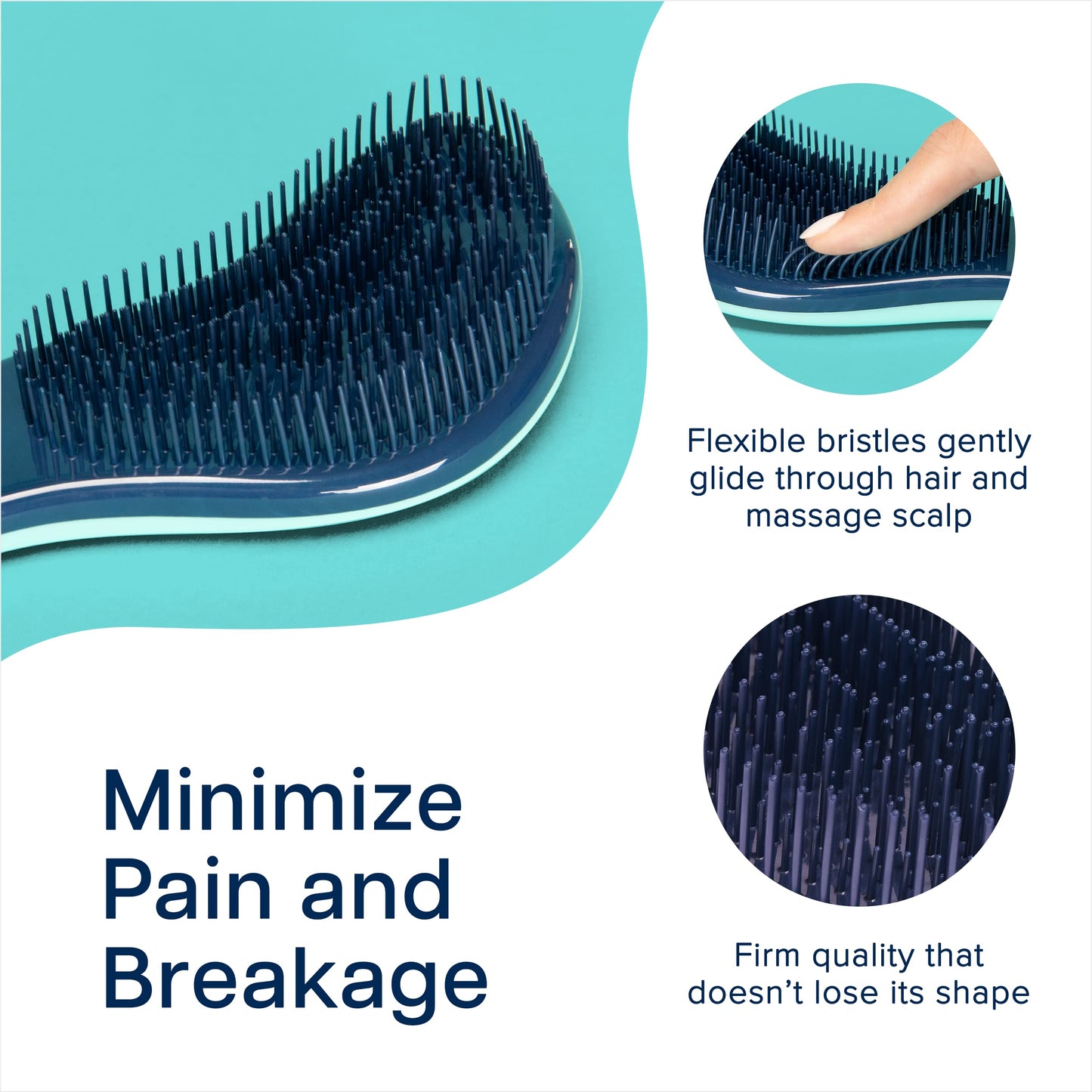 Crave Naturals Glide Thru Detangler Brush Pack of 2 - Curly Hair Brush for Women and Kids - Wet and