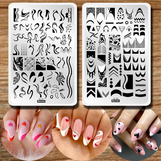 Swirl French Line Nail Stamping Plates French Tip Nail Stamp Plate Geometric Wave Stripes Snake