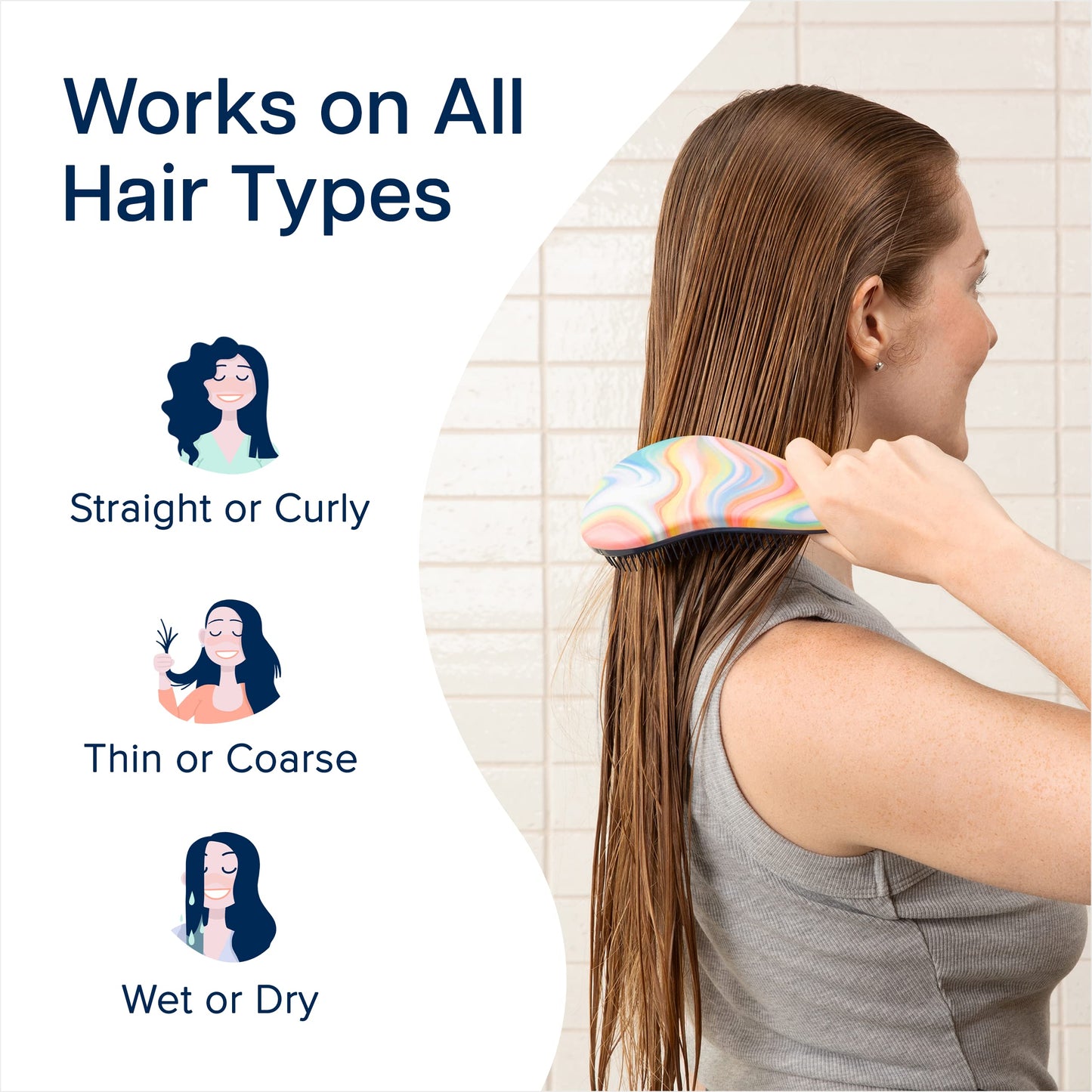 Crave Naturals Glide Thru Hair Brush - Detangler Brush for Curly, Straight, Wet or Dry Hair