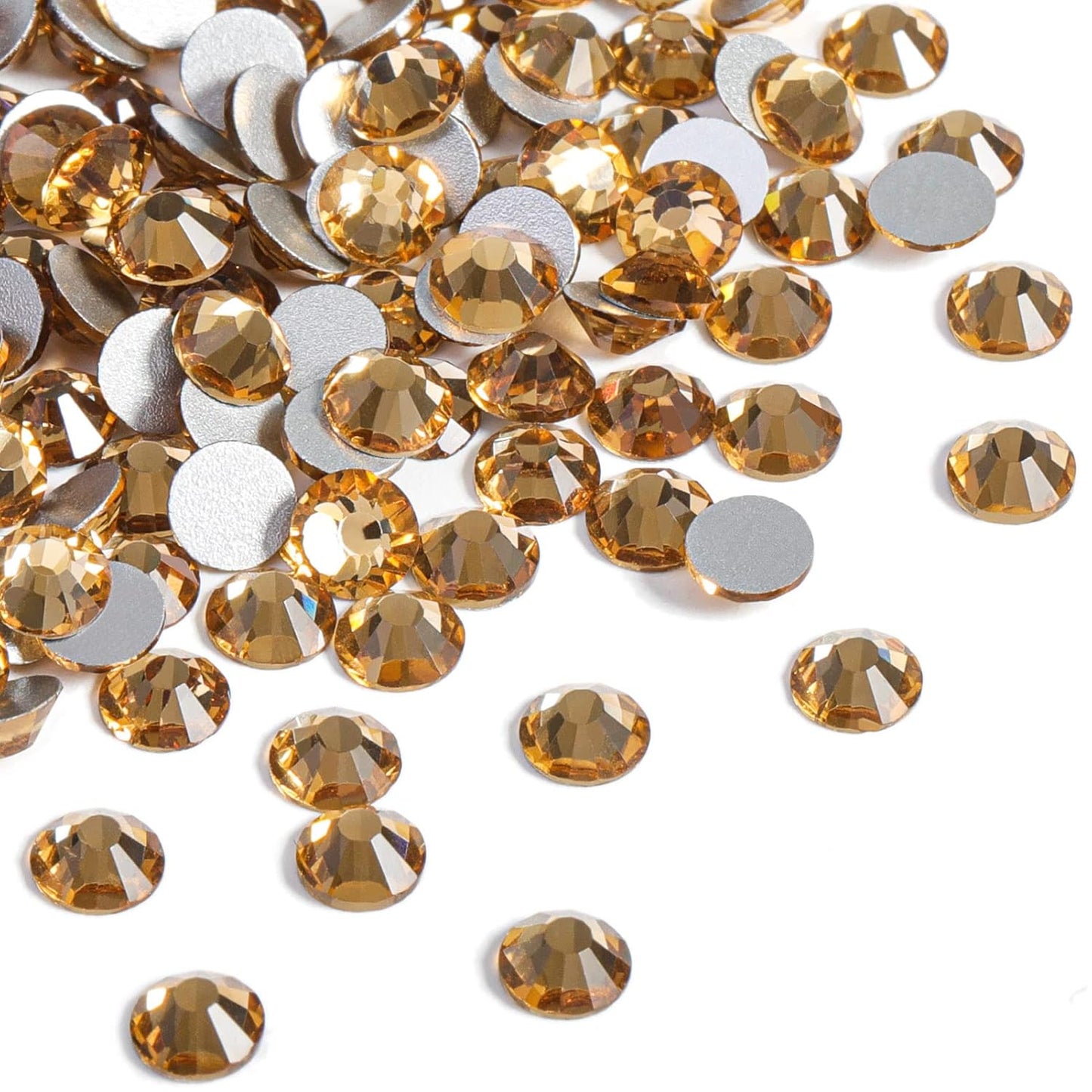 beadsland Flat Back Crystal Rhinestones Round Gems, Lt Colorado Topaz, (2.7-2.8mm) SS10/1440pcs