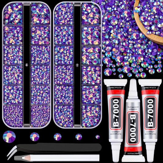 Resin Jelly Rhinestones for Crafting with B7000 Jewelry Glue, 2 Boxes Dark Purple AB Flatback