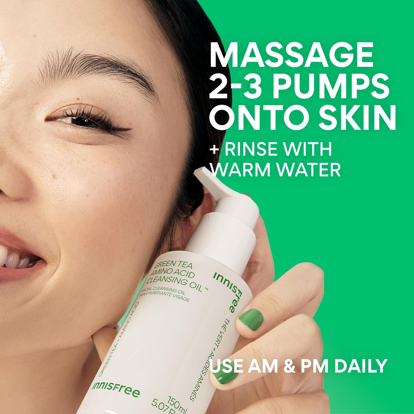 innisfree Green Tea Amino Acid Cleansing Oil | Hydrating Korean Face Wash with Jojoba for Double