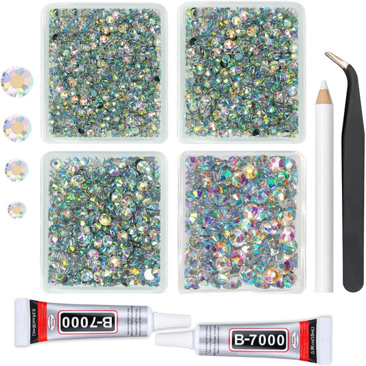 AB Crystal Resin Rhinestones w B7000 Jewelry Glue for Bedazzling Crafting Crystal White AB Flatback