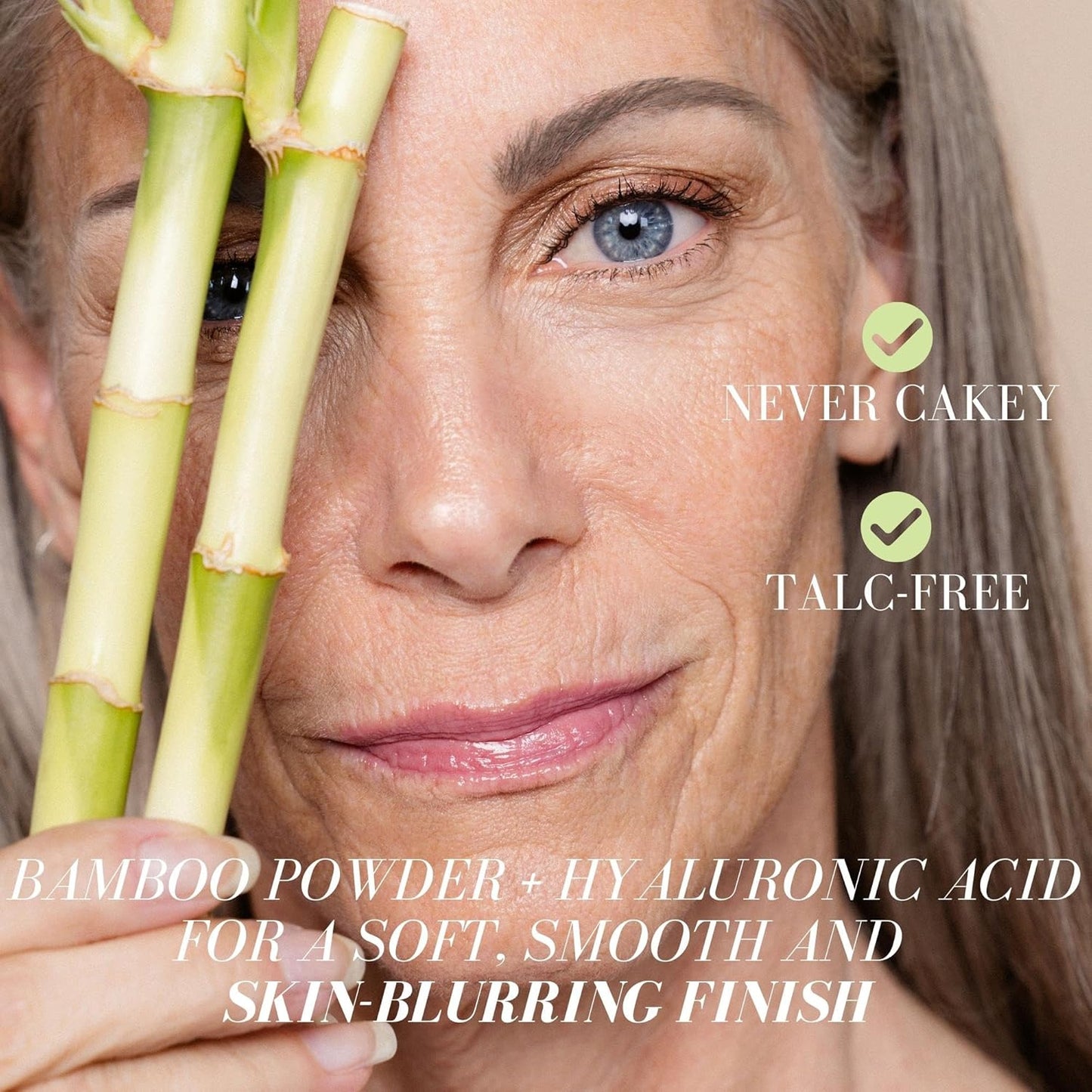 Fitglow Beauty Bamboo Hyaluronic Loose Setting Powder | Translucent Vegan Organic | Weightless Photo Finish | Pore Blurring | Natural Shine & Oil Control Makeup Finishing Powder | .32 oz / 9g