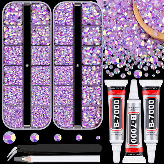 Resin Jelly Rhinestones for Crafting with B7000 Jewelry Glue, 2 Boxes Light Purple AB Flatback