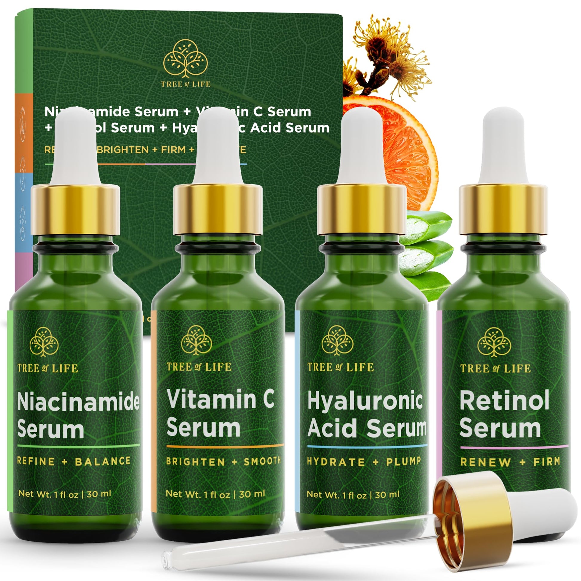 Tree of Life Face Serum Skin Care, Facial Serum for Women and Men, Set of 4