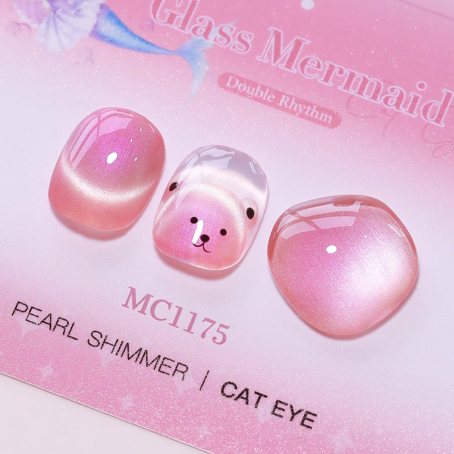 Double Rhythm 0.5 Oz Cat Eye Gel Polish with Magnet Same Color Same Bottle Holographic Glitter Shimmer Translucent Color Salon 15 ML Magnetic Nail Art (Mermaid Pink-MC1175)