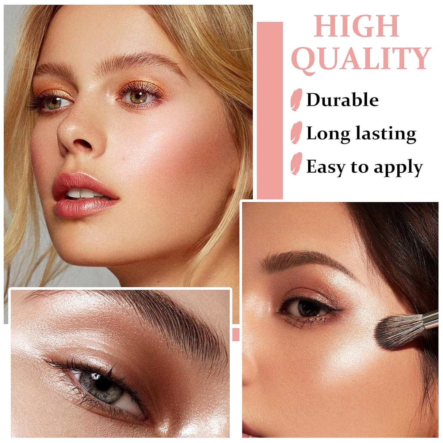 Face Shimmer Highlighter Palette, 1.0 Ounce, Pearl White+Fairy Pink, Long-Lasting, Shimmery, Powder, Unisex, Palette, Mixed Colors