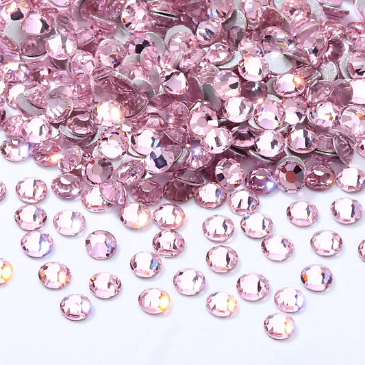 Pink Flatback Rhinestones, Glass Rhinestones for Nail Art and Craft, Glue Fix, Loose Crystal