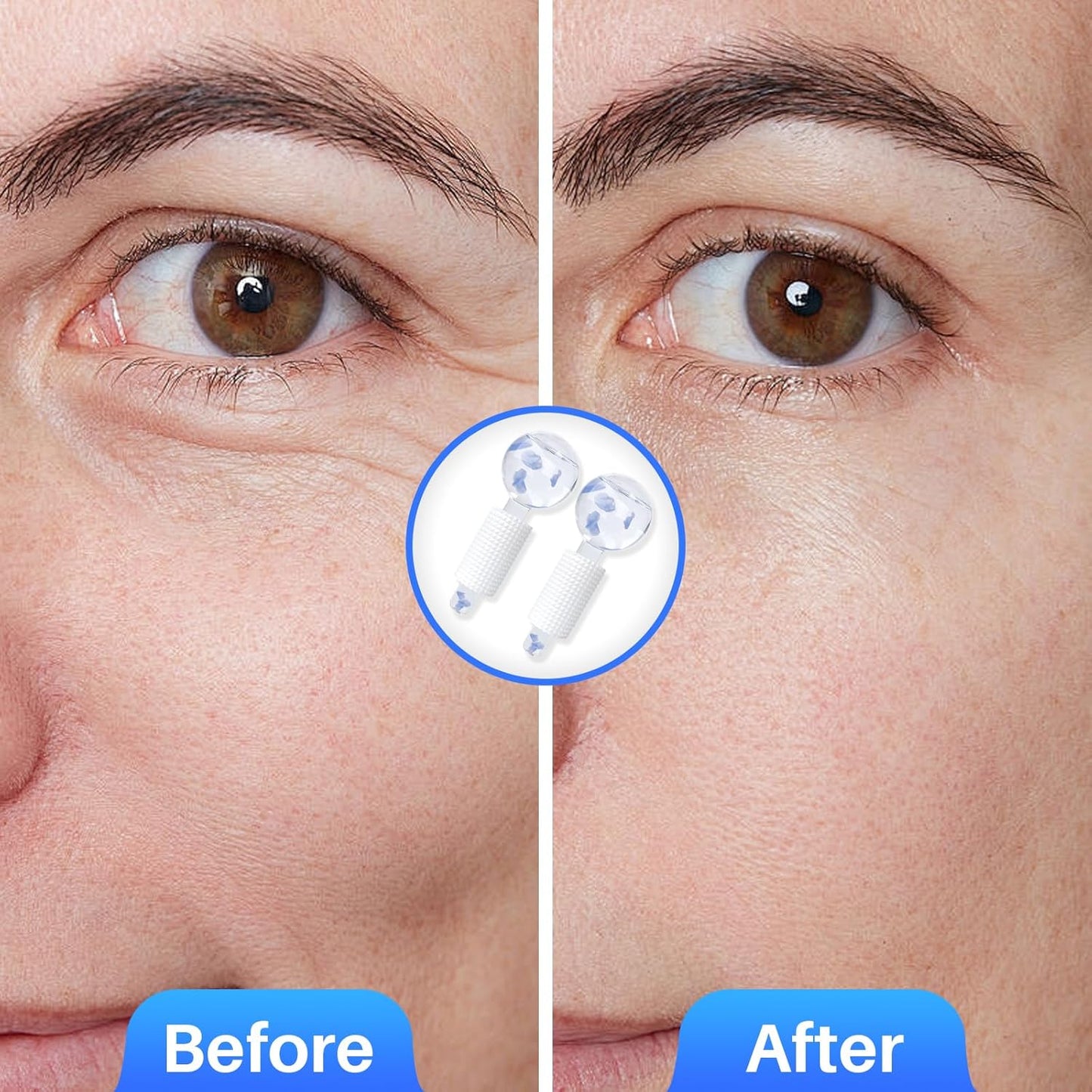 Ice Globes & Ice Roller for Face and Eyes - Facial Massage Tools for Skin Care, Reduce Wrinkles & Puffiness, Cooling Globes & Roller Ball for Glowing Skin 2PCS (Blue)