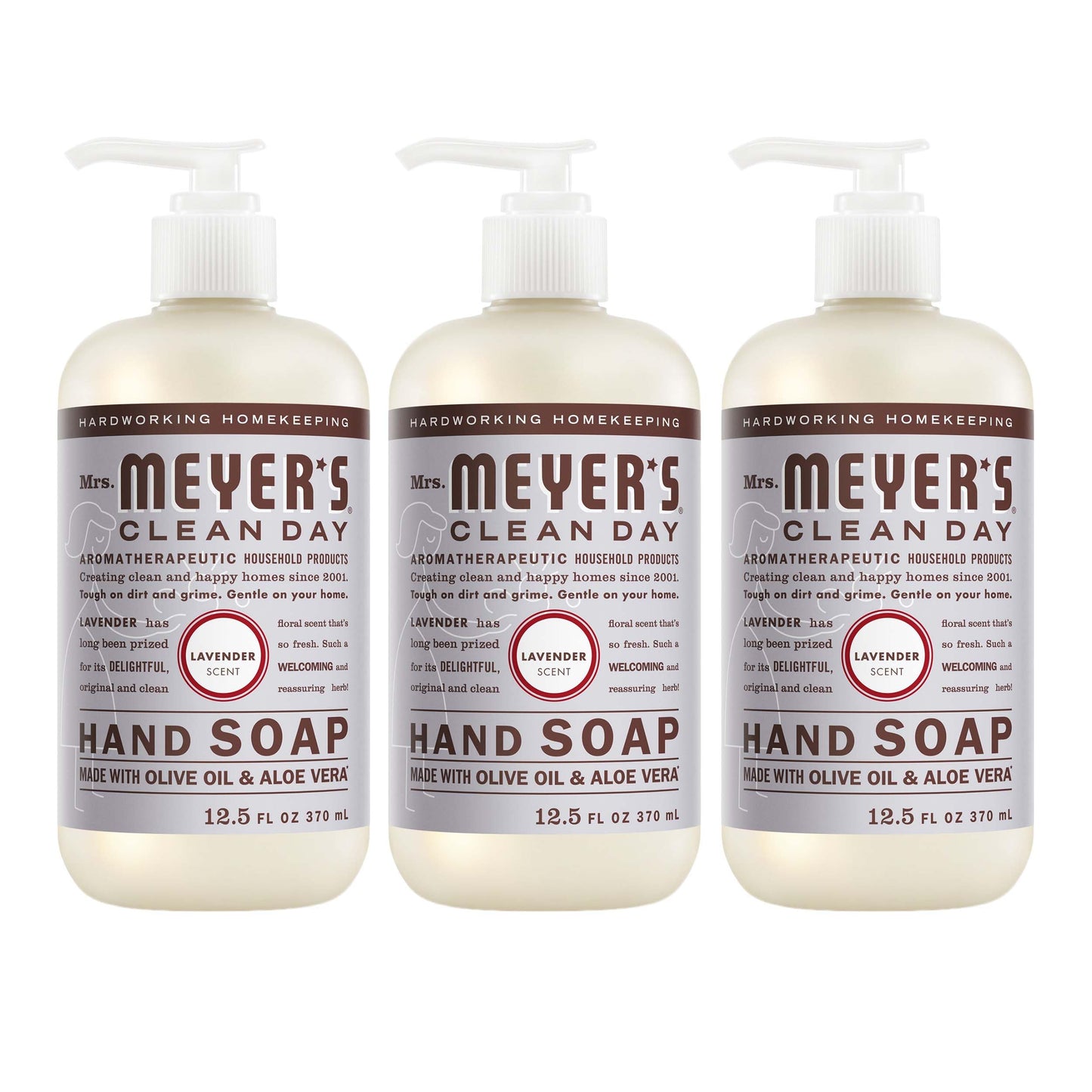 MRS. MEYER'S CLEAN DAY Hand Soap, Lavender Scent, 12.5 Fl Oz Bottle - 3 Pack