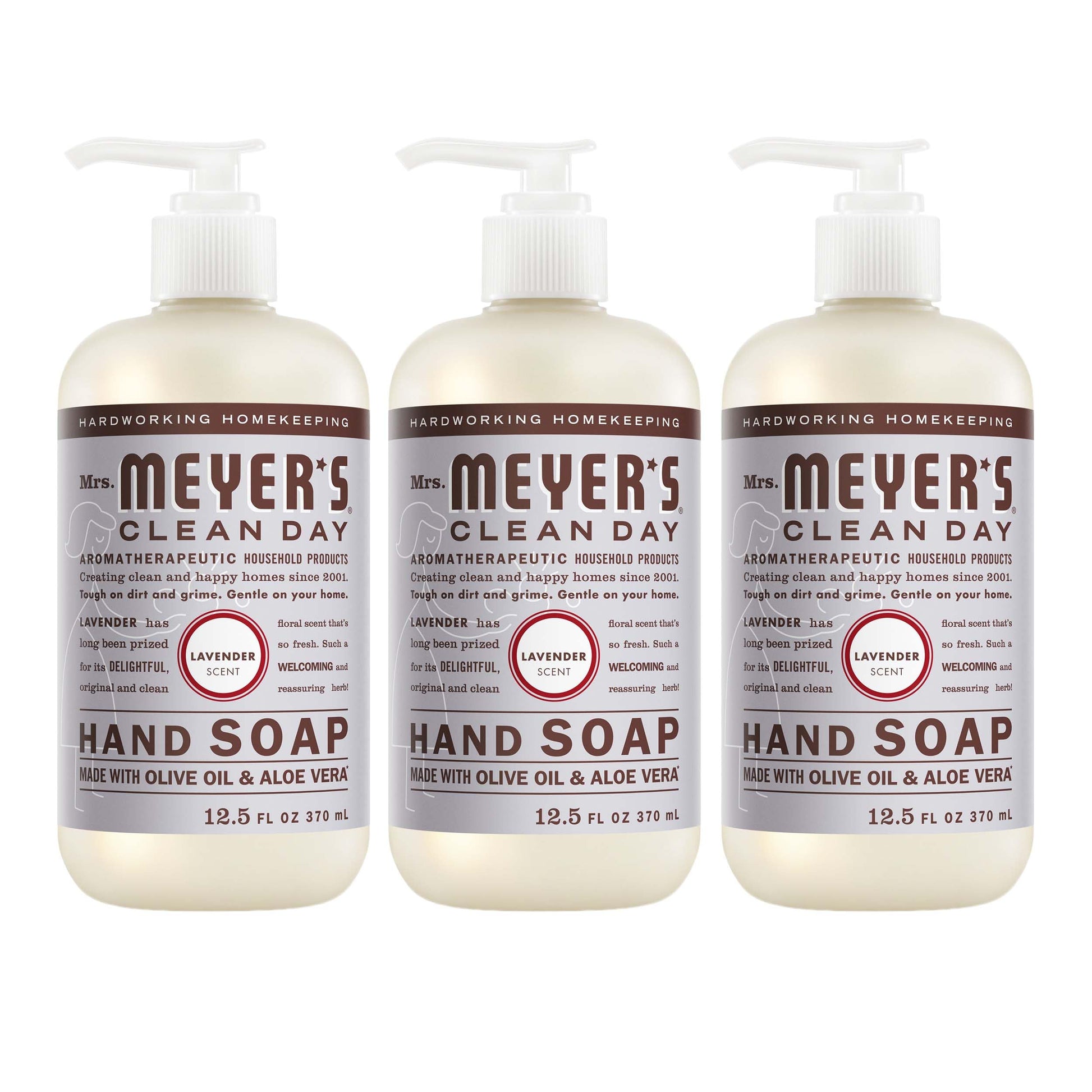MRS. MEYER'S CLEAN DAY Hand Soap, Lavender Scent, 12.5 Fl Oz Bottle - 3 Pack