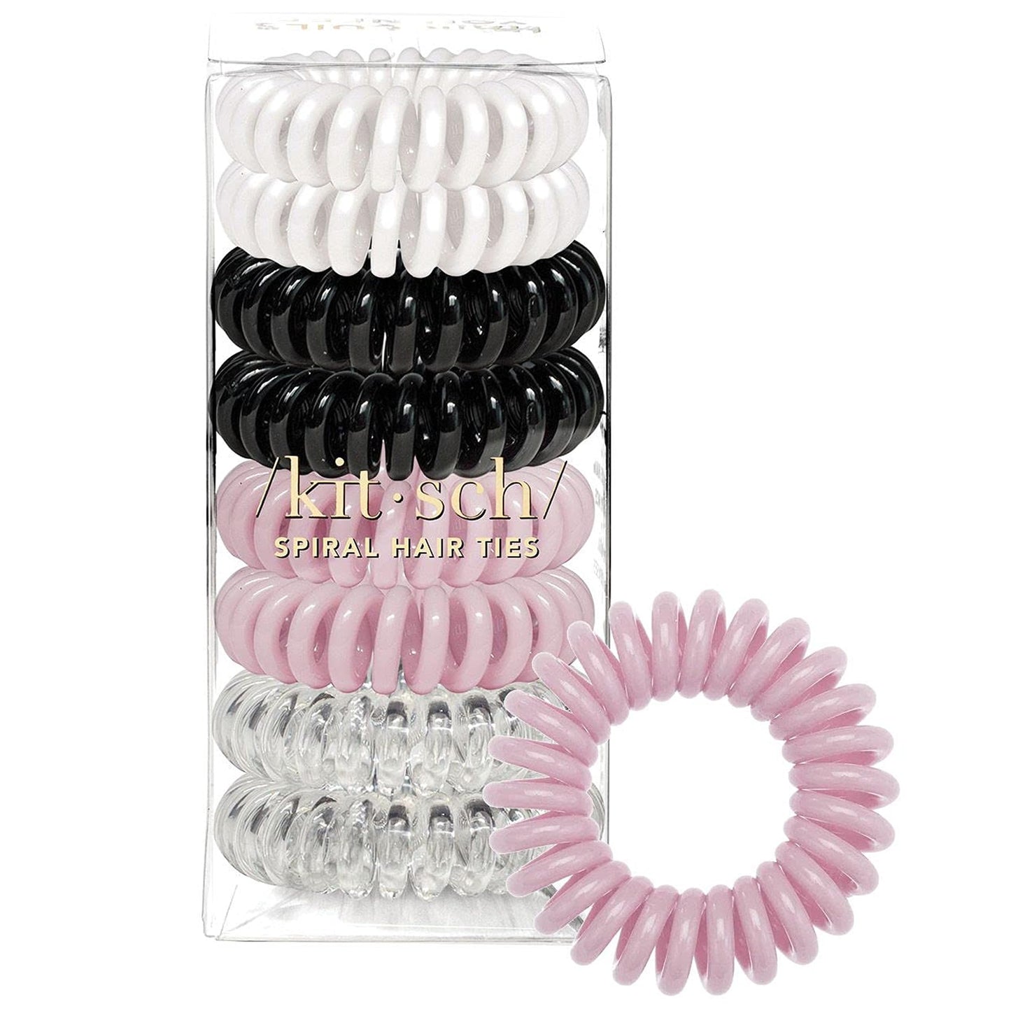 Kitsch Spiral Hair Ties for Women - Durable Hair Accessories - Basics, 8pcs