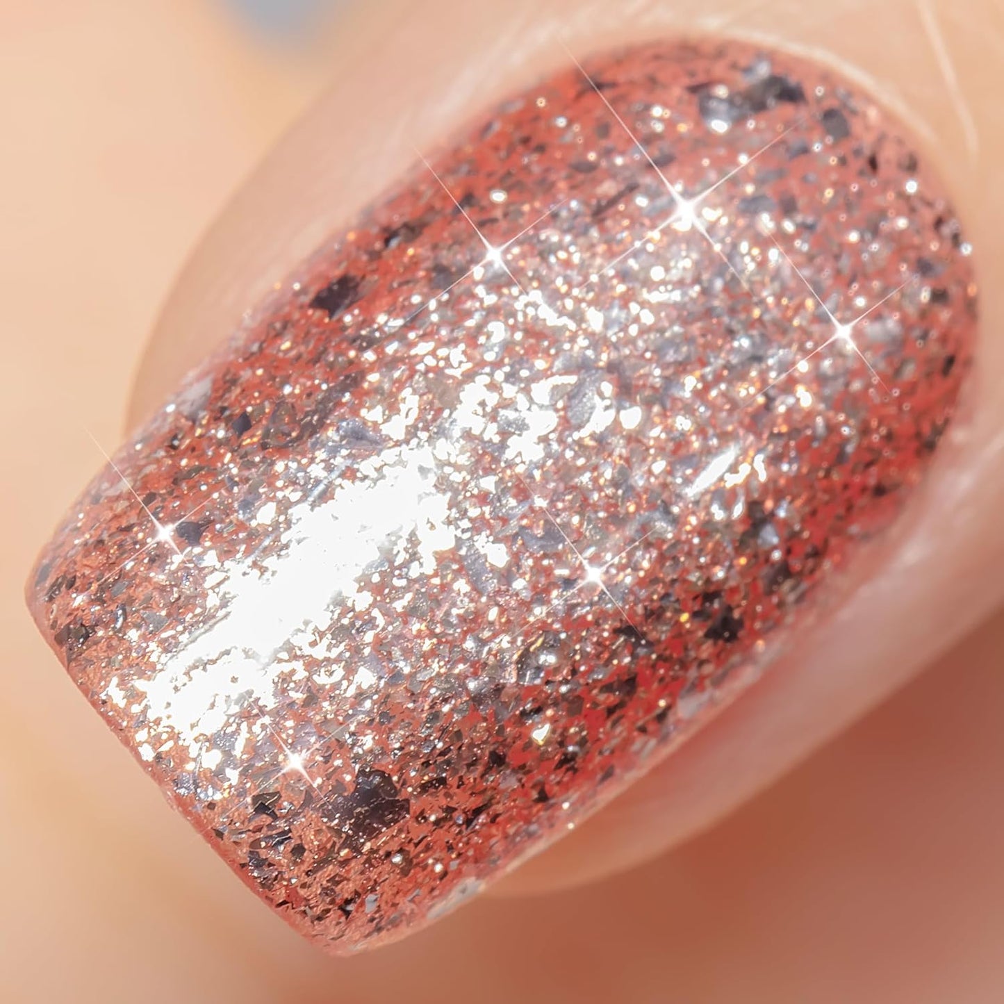 YTD Likomey Gel Nail Polish,15ml Rose Gold Glitter Nails Gel,Fall Winter Shiny Sparkly Salon Home Pink Shimmer Flakes Manicure UV Color Varnish,SF439