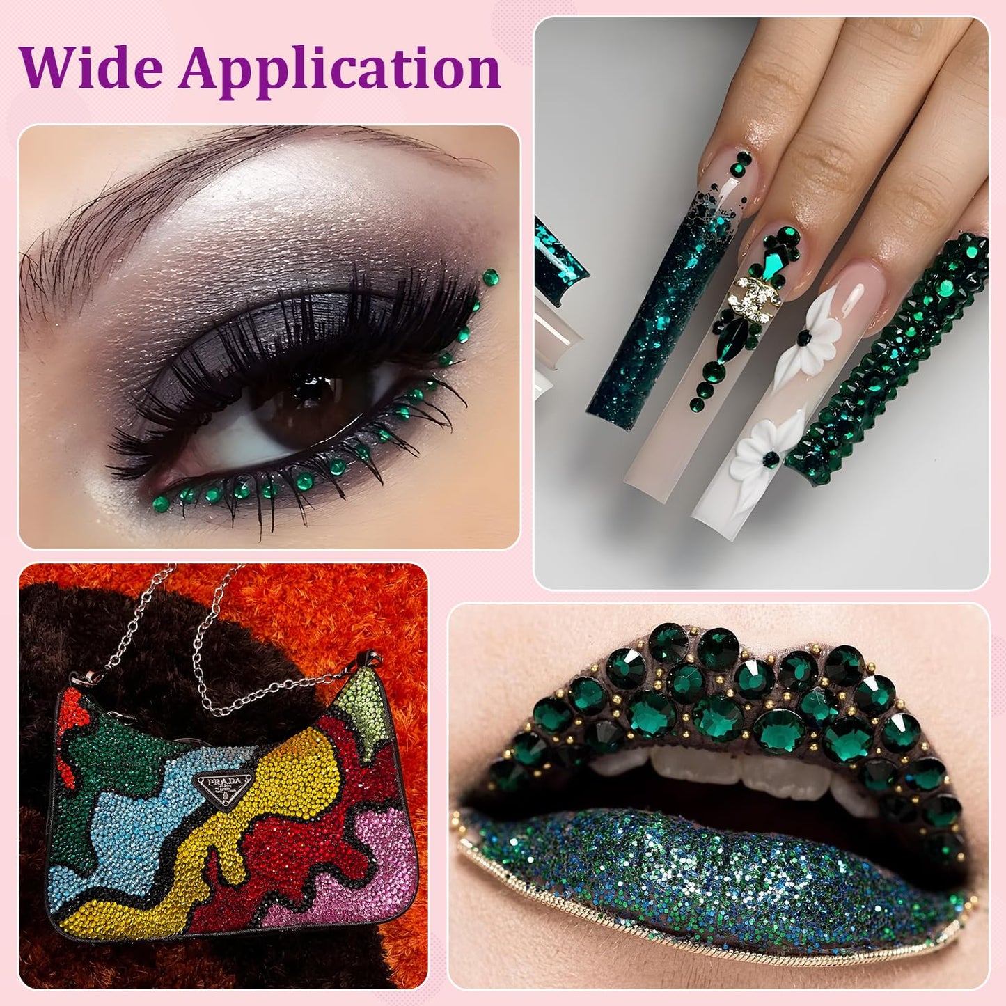 30000Pcs Resin Rhinestones for Bedazzling with Tweezers, Emerald Green Rhinestones for Crafting with B7000 Jewelry Glue for DIY Crafts Clothing Tumblers Shoes Fabric Nail Art