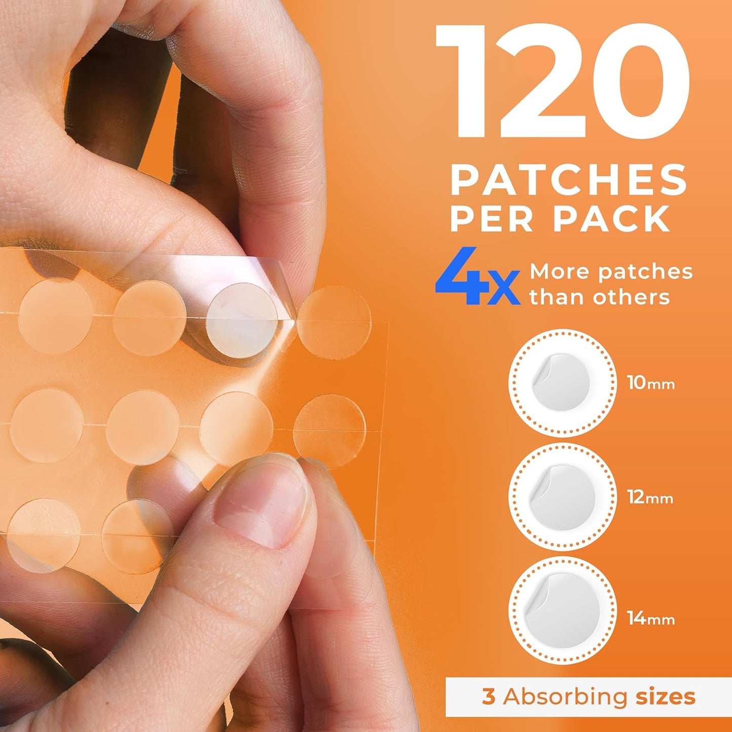 Acne Patches (120 Count), Hydrocolloid Pimple Patches for Face - Zit Patch Acne Dots - Cystic Acne Patches Treatment - Pimple Patch with 3 Size Acne Stickers