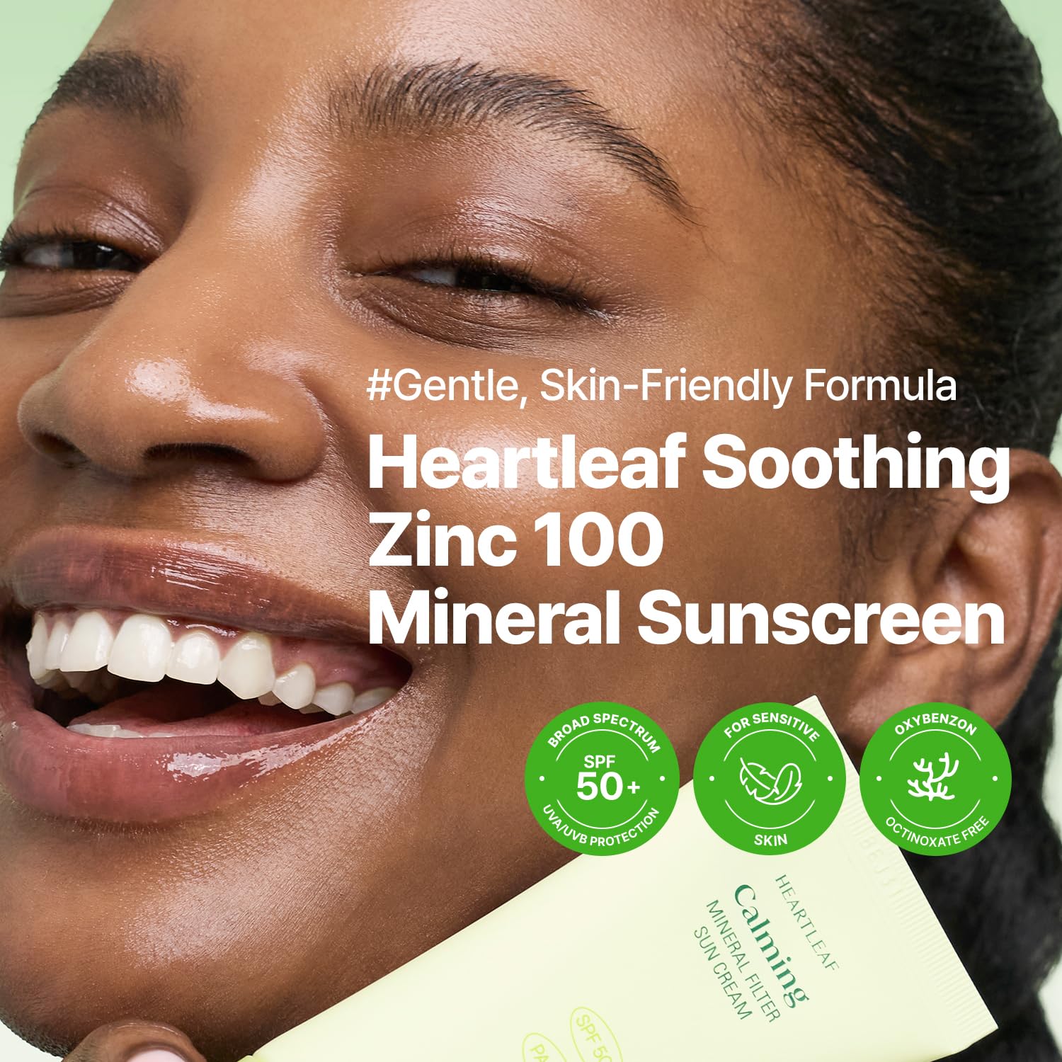 GOODAL Heartleaf Soothing Zinc 100 Mineral Sunscreen SPF 50, Zinc Oxide Korean Face Sunscreen for