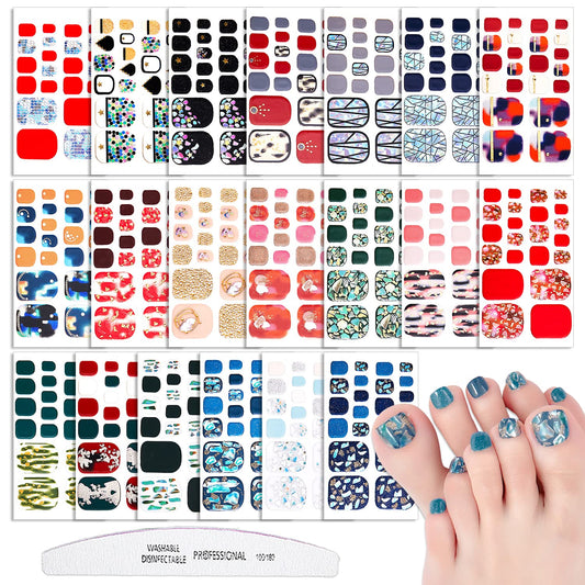 WOKOTO 20 Sheets 440 Pieces Toe Nail Polish Strips for Toes Women Nail Art Wraps Mermaid Gel Nail