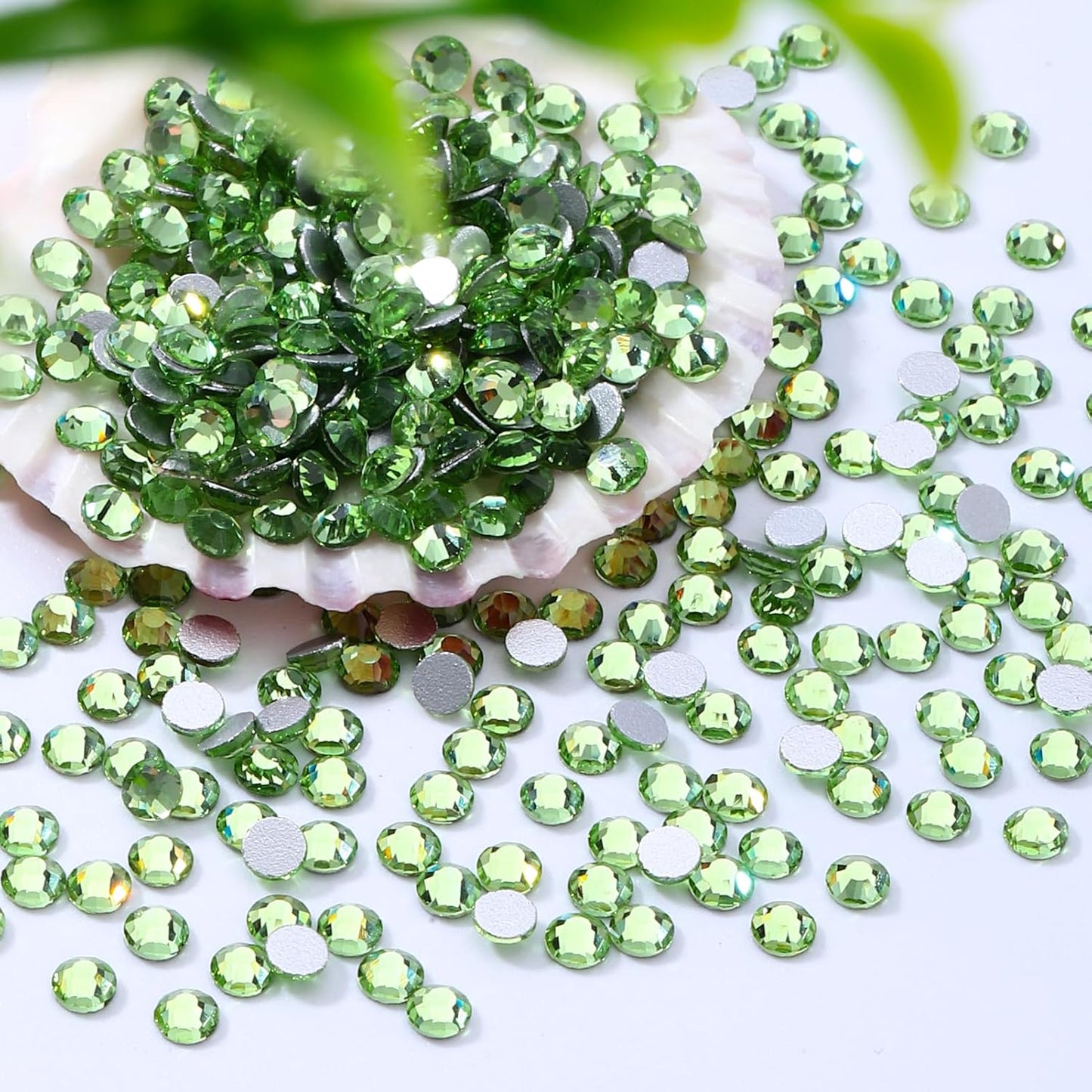Light Green Flatback Rhinestones, Glass Rhinestones for Nail Art and Craft, Glue Fix, Loose Crystal Gemstones(Lt.Green, SS6, 1440pcs, 1.9-2.0mm)