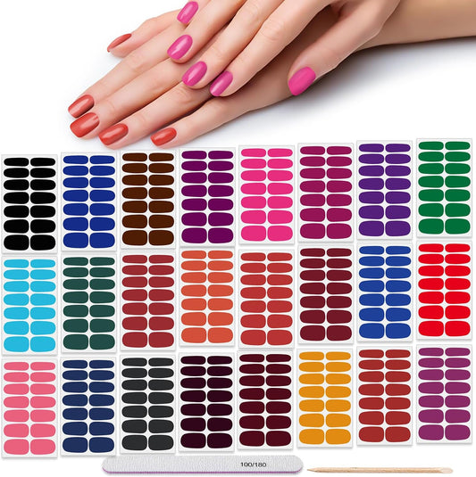 DANNEASY 336pcs/24 Sheets Nail Polish Strips, Nail Stickers Full Nail Wraps Gel Strips, UV Free |