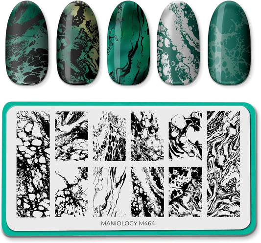 Maniology Fluid Art Special FX Nail Stamping Plate, Water Marbling Designs DIY Manicure, Marble