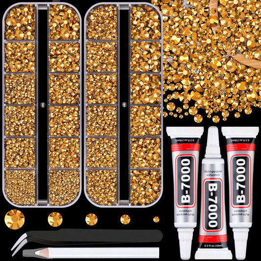 Resin Jelly Rhinestones for Crafting with B7000 Jewelry Glue, 2 Boxes Gold Flatback Crystals with
