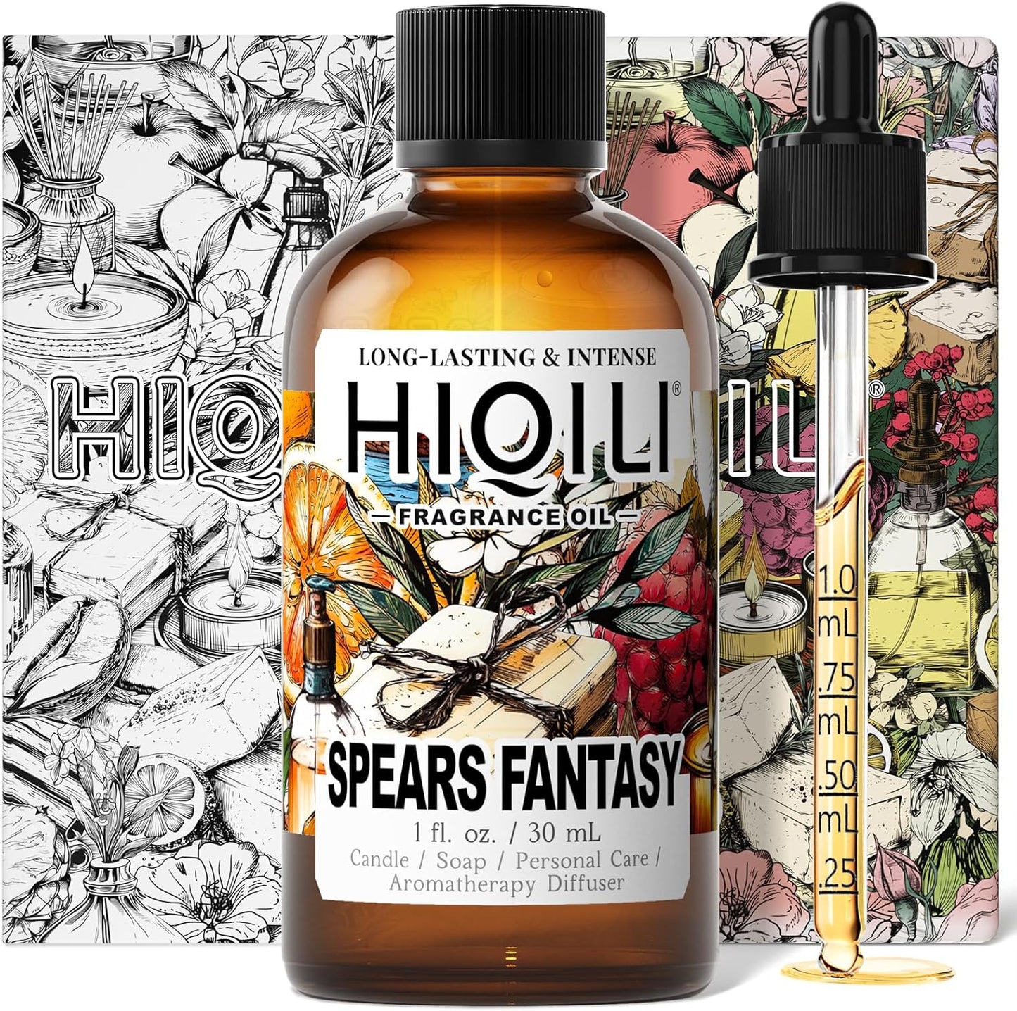 HIQILI Spears Fantasy Fragrance Oil for Home Diffuser, White Chocolate‌ & Cupcake‌ Scents, DIY Soap, Candle, Perfume Making, Long Lasting - 1 Fl Oz