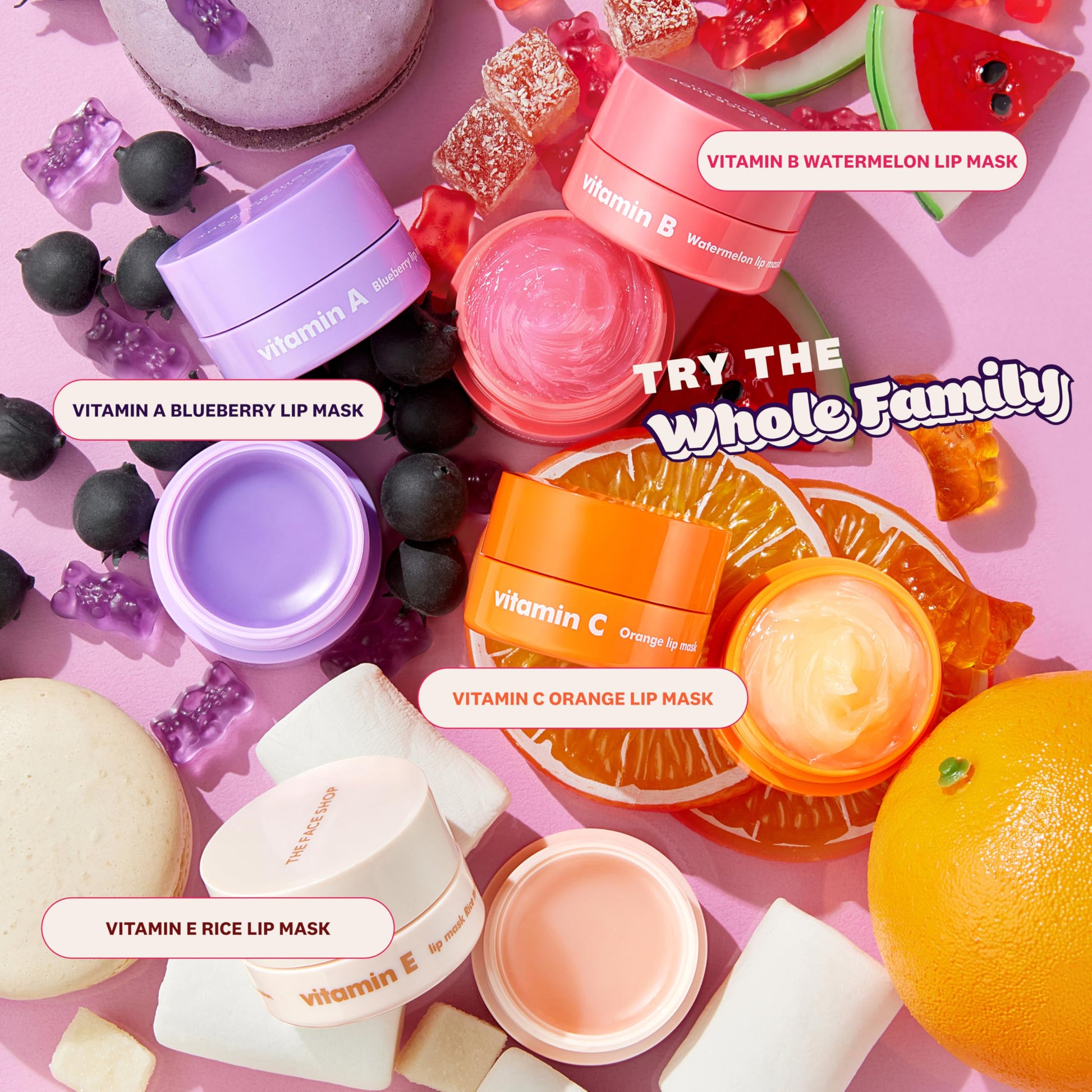 THE FACE SHOP Vitamin B & Watermelon Lip Mask, Soothing & Moisturizing Lip Balm, Lip Sleeping Mask