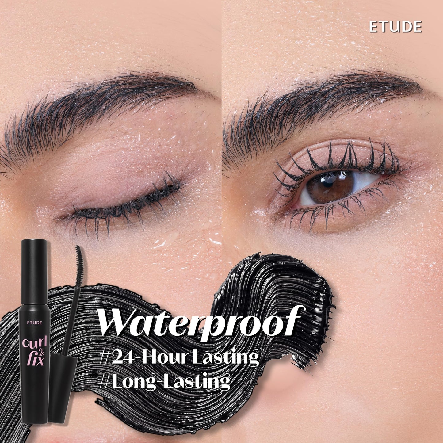 ETUDE Curl Fix Waterproof Volumizing Mascara, Long-Lasting, 0.27 fl oz