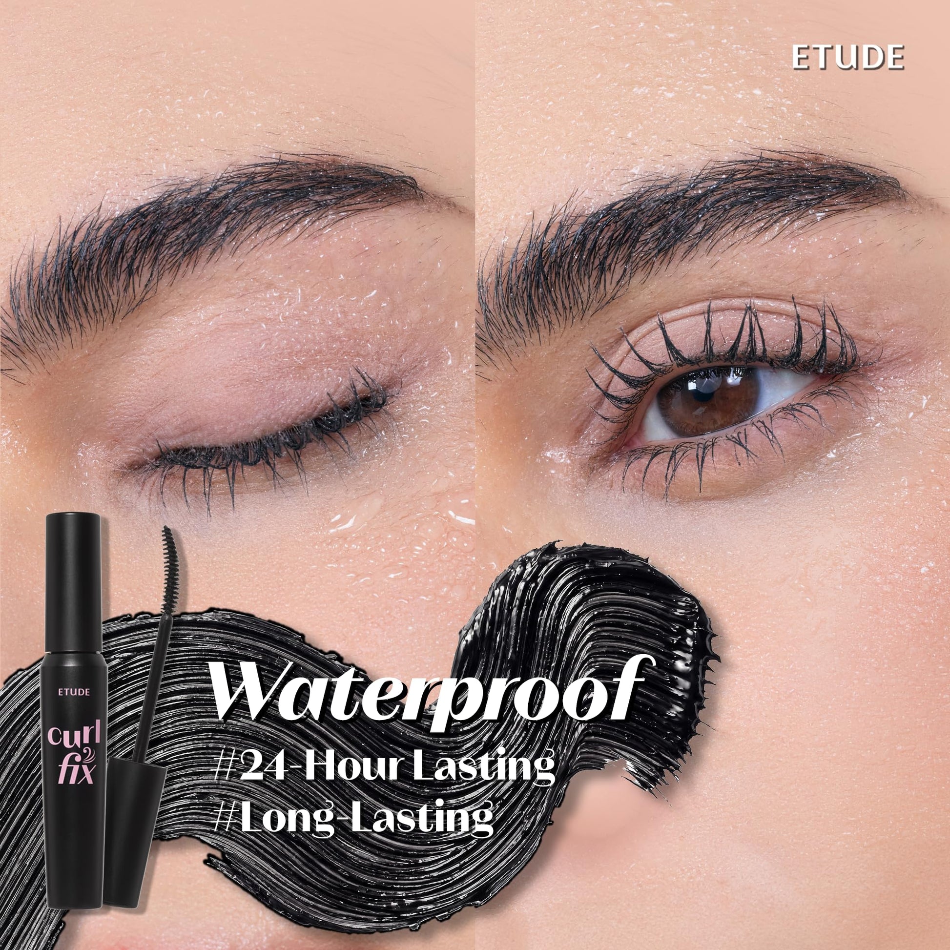 ETUDE Curl Fix Waterproof Volumizing Mascara, Long-Lasting, 0.27 fl oz