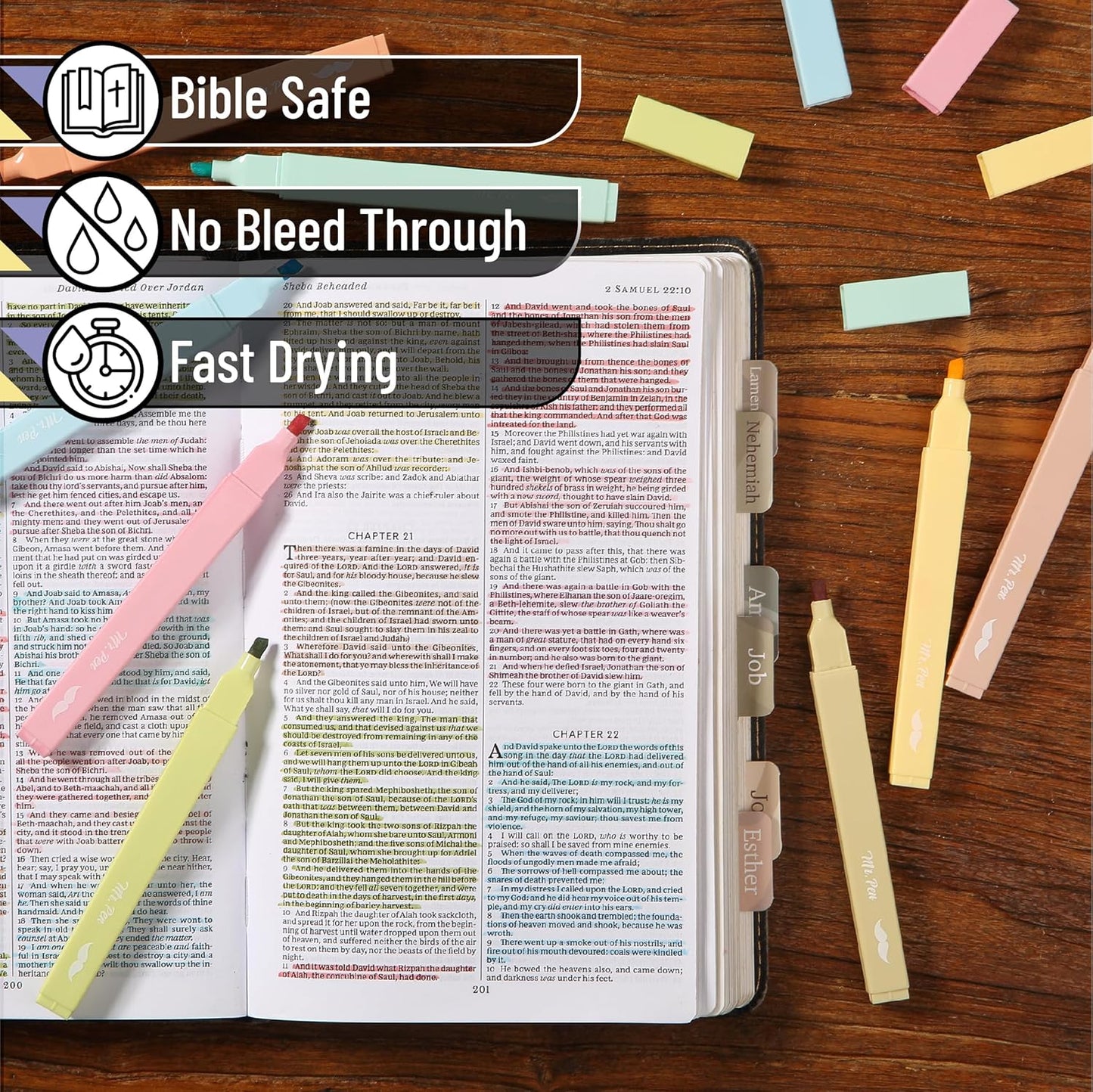 Mr. Pen- Aesthetic Highlighters, 8 Pcs, Chisel Tip, Pastel Colors, Cute Assorted Colors, Bible Highlighters and Pens No Bleed for Bible Pages