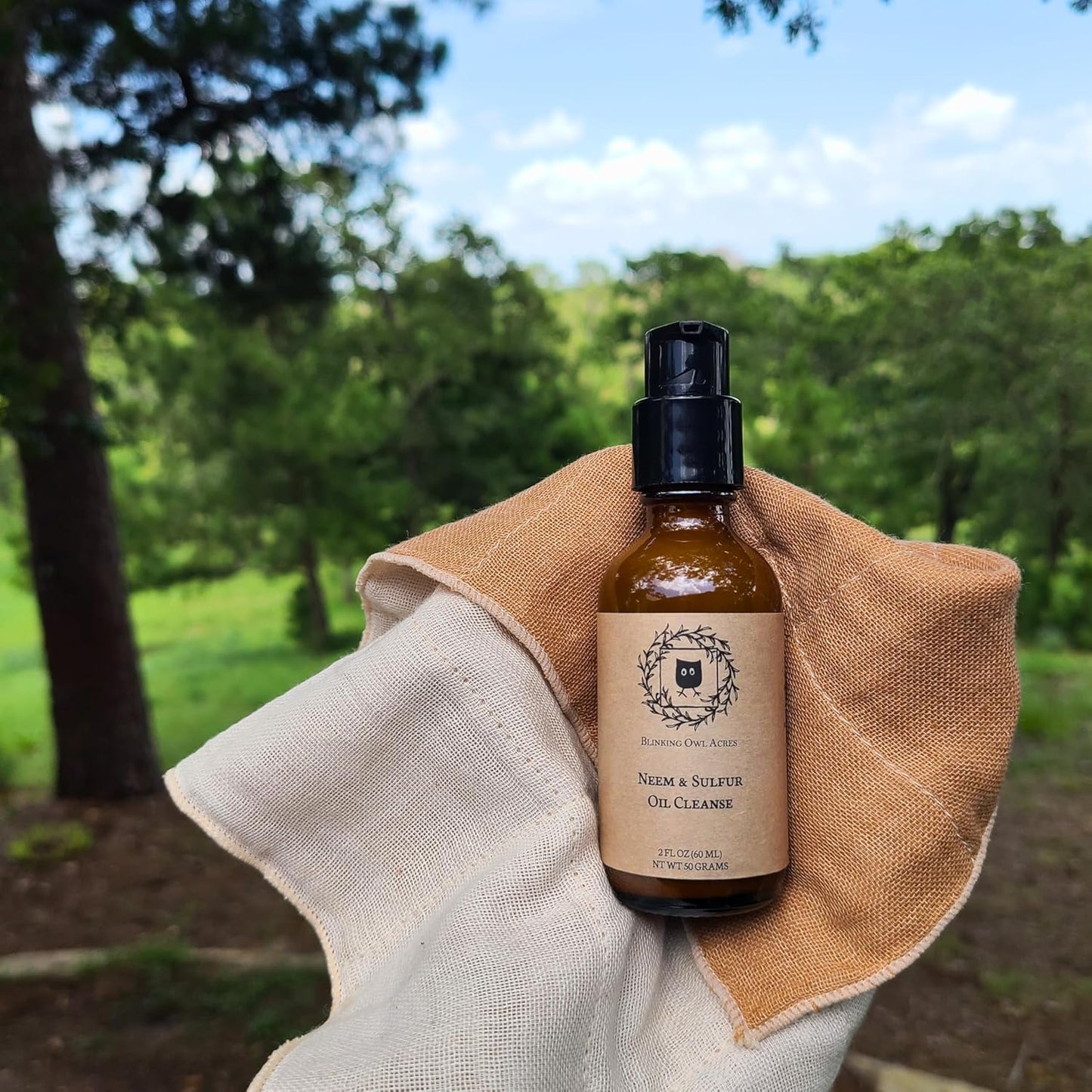 Neem & Sulfur Oil Cleanse | Natural Face Cleanser with Organic Ingredients | Hydrating & Soothing | Good for Acne & Rosacea | Non-Irritating Formula for All Skin Types | 2 oz