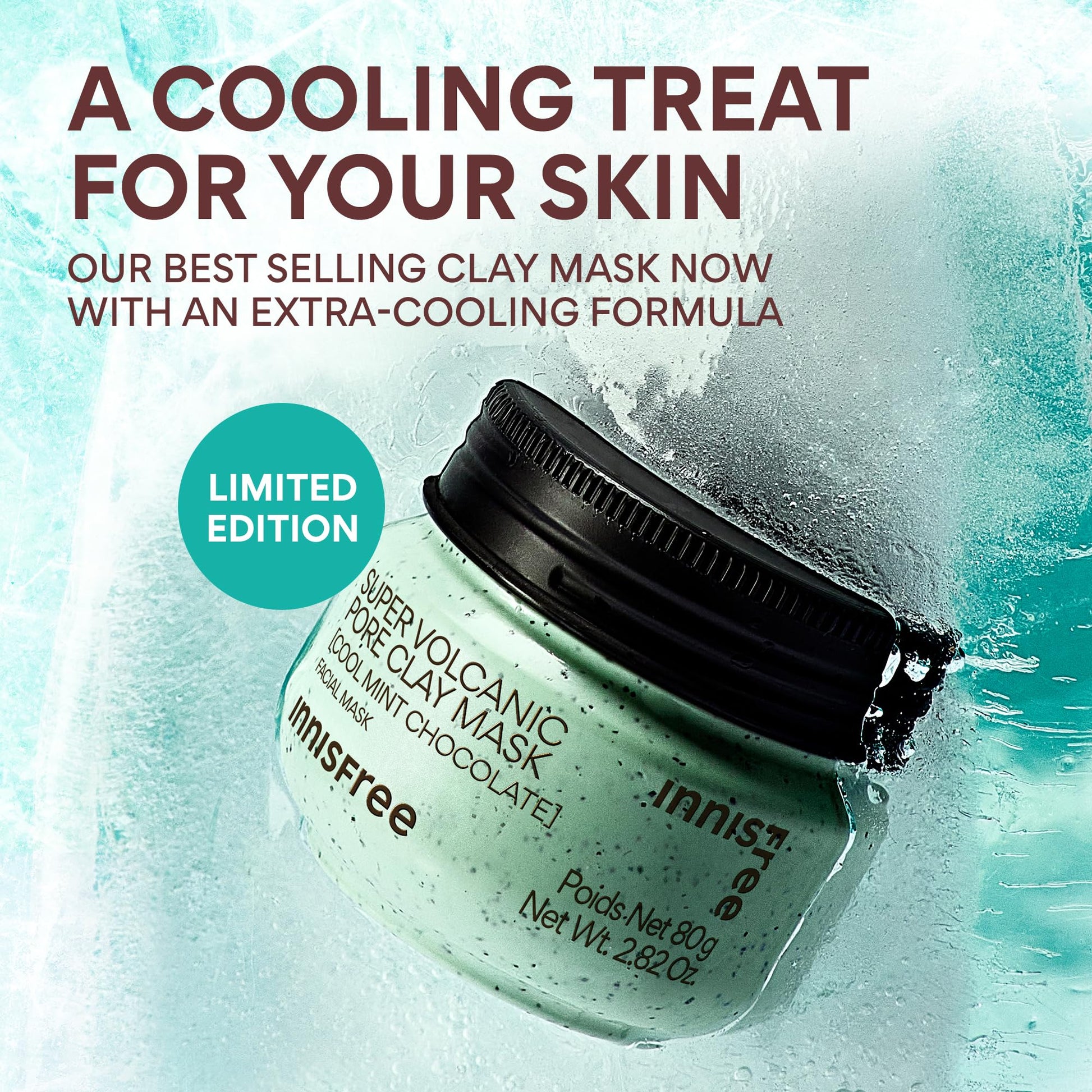 Innisfree Mint Chocolate Super Volcanic Clay Mask | Exfoliating Korean Mask with AHA and Hyaluronic