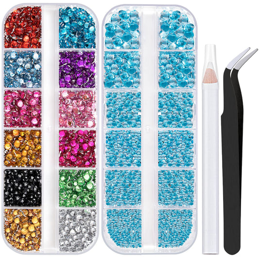 Two Packs of Flatback Rhinestones 4520 Pcs Colorful Nail Art Rhinestones Flatback Crystal