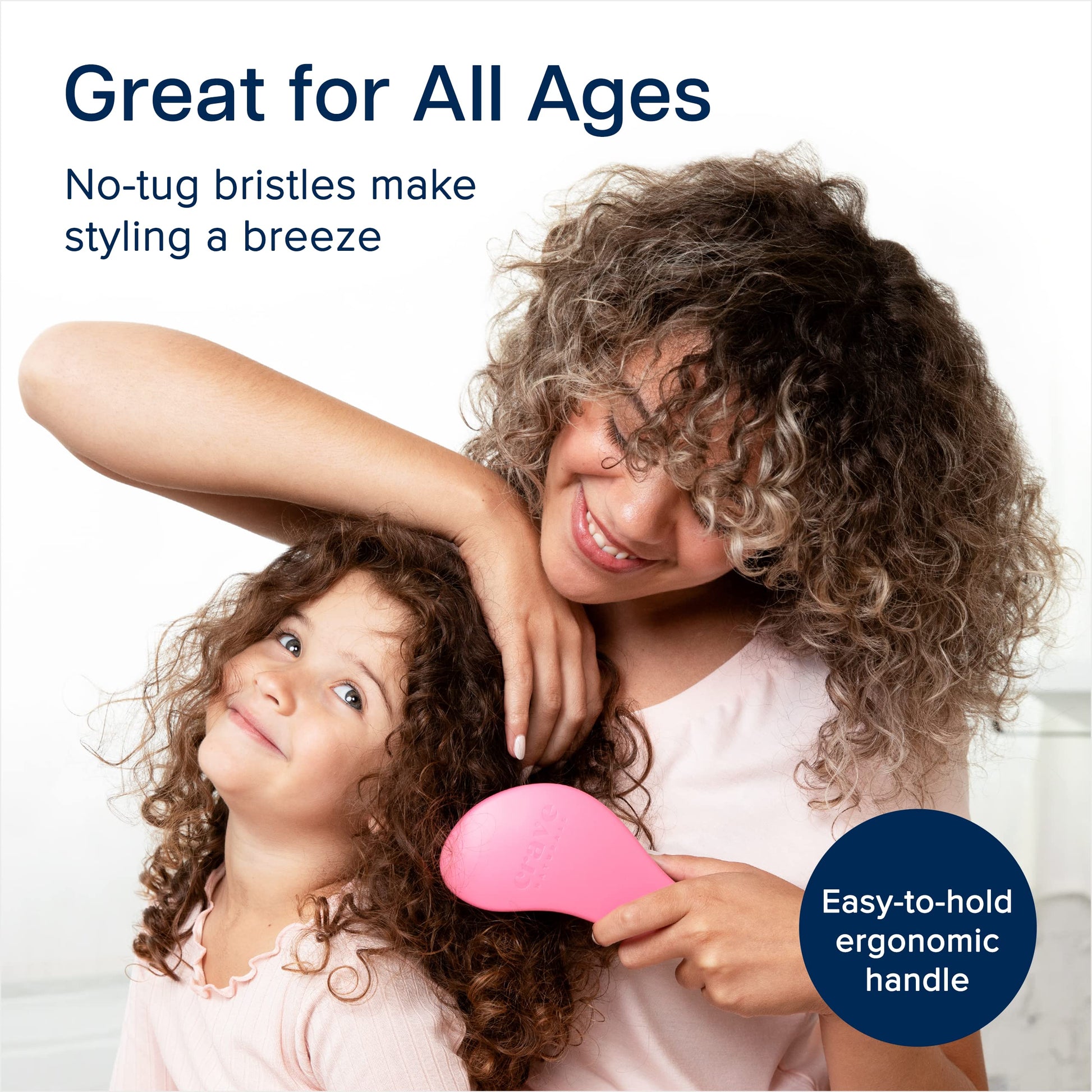 Crave Naturals Glide Thru Detangler Brush Pack of 2 - Curly Hair Brush for Women and Kids - Wet and