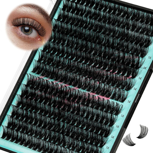 Lash Clusters Wispy 280PCS Eyelash Extension 80D Cluster Lashes Individual Lashes DIY Lash Extension Natural Look Cluster Eyelash Extensions Soft False Eyelashes at Home for Beginners(14mm)