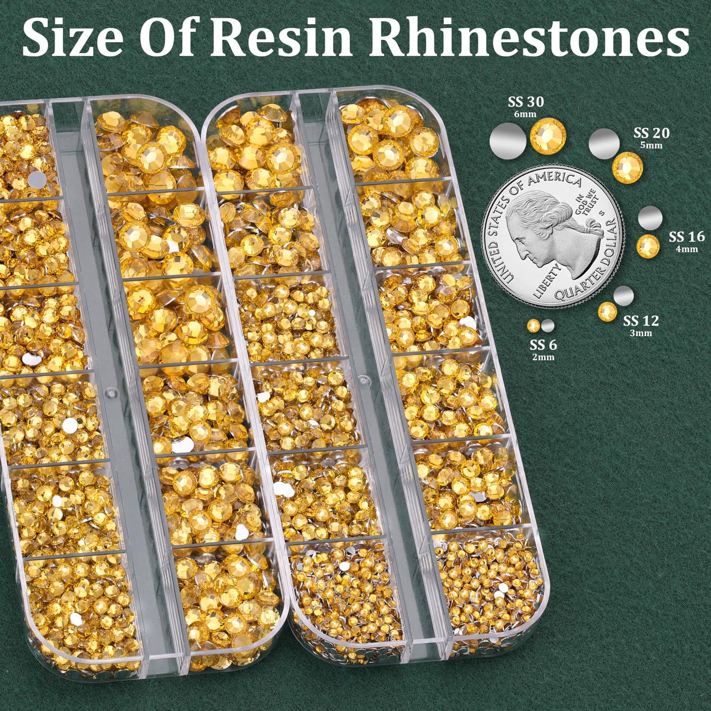 Resin Rhinestones for Crafting with B7000 Jewelry Glue, 2 Boxes Golden Yellow Flatback Crystals with 3Pcs 10ml Glue for Bedazzling Crafts DIY Nail Art Makeup, Gems for Clothing Shoes